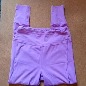 FP Movement Free People Lilac Ribbed High Rise Legging Large Distressed Hot Yoga